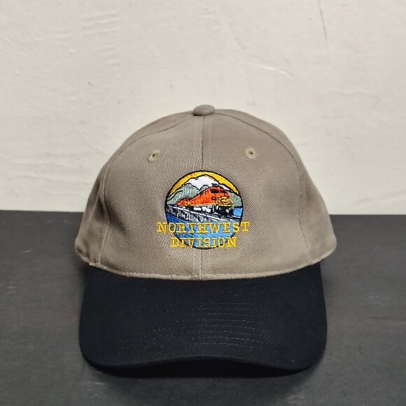 VINTAGE BNSF Burlington Northern Santa Fe Hat Cap Strap Back Northwest Division - Picture 1 of 11